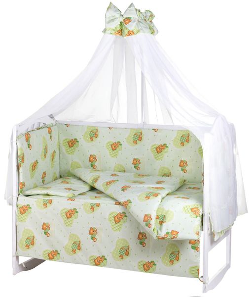 Комплект постільної білизни в дитяче ліжечко Qvatro Gold RG-08 малюнок салатовий (ведмедики)