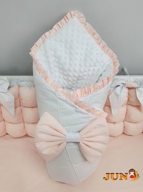 Комплект постельного белья в детской кроватке - Персиково-белые бомбоны