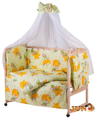Комплект постільної білизни в дитяче ліжечко Qvatro Gold RG-08 малюнок салатовий (ведмедики сплять, місяць)