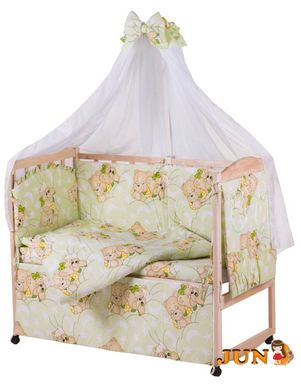 Комплект постельного белья в детскую кроватку Qvatro Gold RG-08 рисунок салатовая (мишки спят)