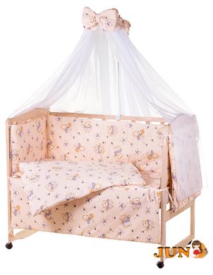 Комплект постельного белья в детскую кроватку Qvatro Gold RG-08 рисунок бежевый (мишка в тельняшке)