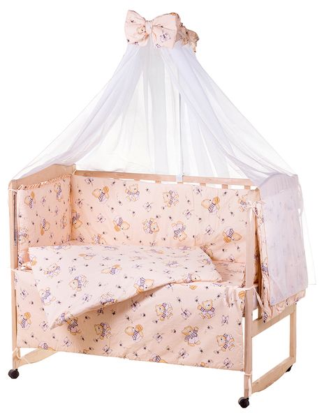 Комплект постільної білизни в дитяче ліжечко Qvatro Gold RG-08 малюнок бежевий (ведмедик у тільнику)