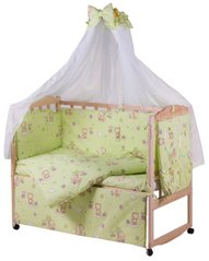 Комплект постельного белья в детскую кроватку Qvatro Gold RG-08 рисунок салатовая (мишка, пчелка, звезда)
