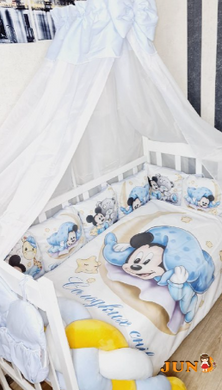 Комплект постільної білизни Bonna Premium в дитяче ліжечко Міккі Блакитний