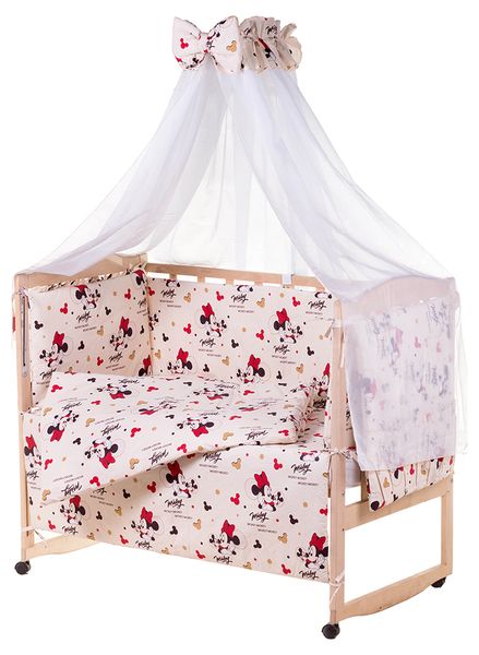 Комплект постільної білизни в дитяче ліжечко Qvatro Gold RG-08 малюнок бежевий (міккі-маус)