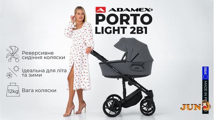 Коляска 2 в 1 Adamex Porto Light Tip TK-53 чорний