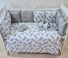 Комплект постільної білизни Bonna Eco New в дитяче ліжечко Пір'я Сірий