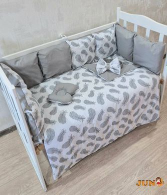 Комплект постельного белья Bonna Eco New в детскую кроватку Перья Серый