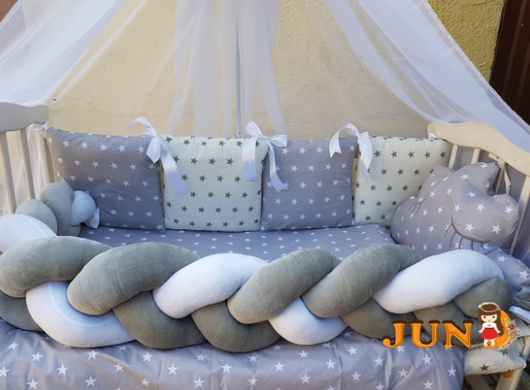 Комплект постільної білизни Bonna Koss в дитяче ліжечко Сіро-білий