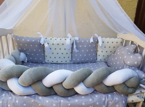 Комплект постельного белья Bonna Koss в детскую кроватку Серо-белый