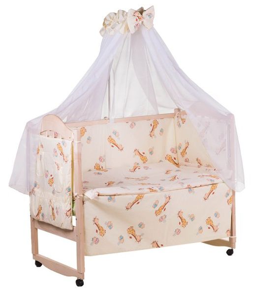 Комплект постільної білизни в дитяче ліжечко Qvatro Gold RG-08 малюнок бежевий (жирафік)