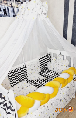 Комплект постільної білизни Bonna Koss в дитяче ліжечко Зірки Зигзаг Жовтий