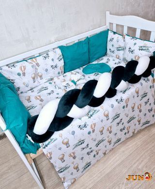 Комплект постільної білизни Bonna Elegance в дитяче ліжечко Літачки Ізумрудні