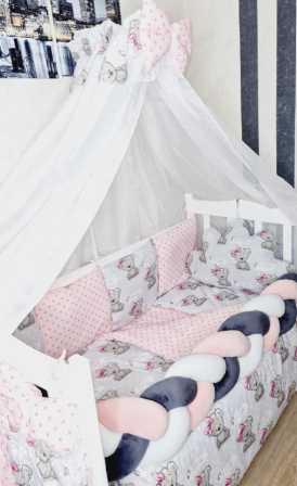 Комплект постільної білизни Bonna Koss в дитяче ліжечко Тедді Рожевий