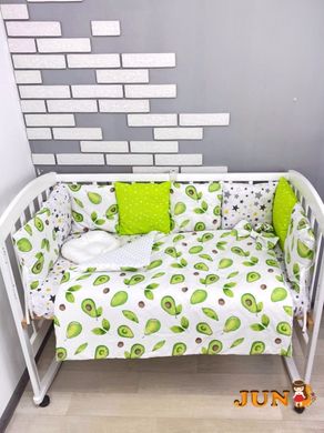 Комплект постільної билизни, в дитяче ліжечко. Салатовий яскравий з авокадо