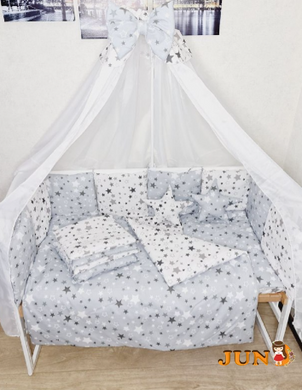 Комплект постільної білизни Bonna Elit в дитяче ліжечко Зірки Сірий