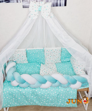 Комплект постільної білизни Bonna Koss в дитяче ліжечко Зірки М'ята