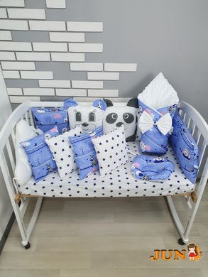 Комплект постільної білизни, в дитяче ліжечко. Світло-синій , з подушками